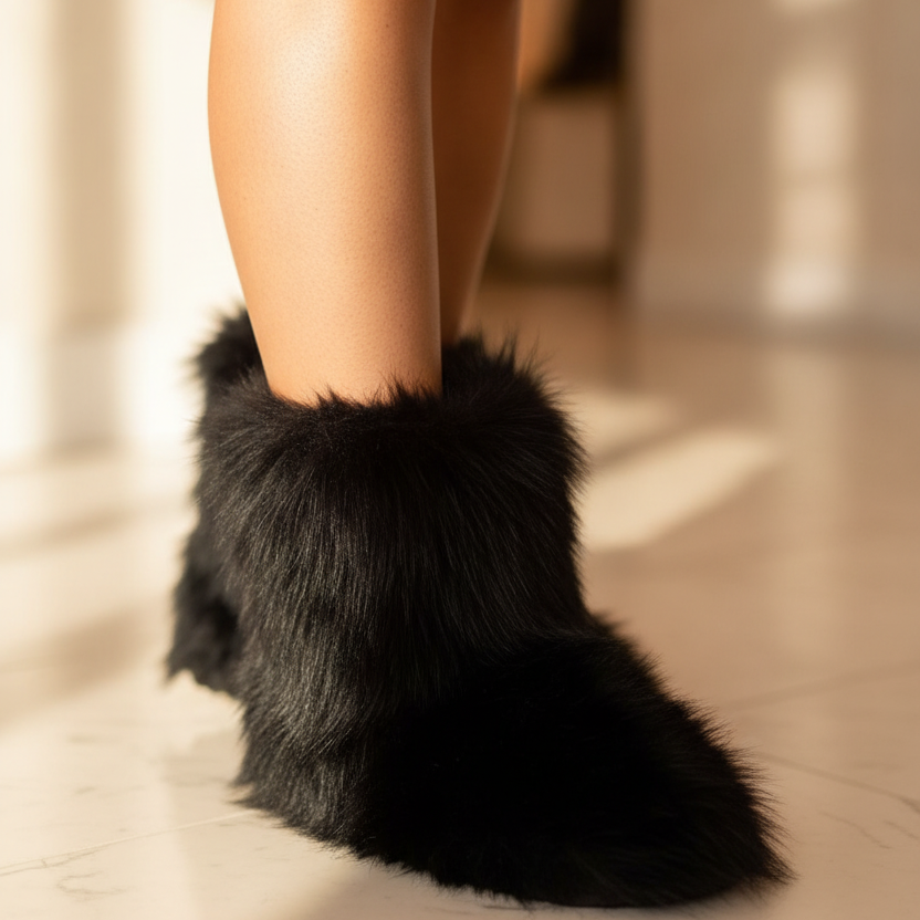 NWT Wild Diva Black Faux Fur Winter Boots